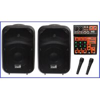 Z-2 Kit Impianto Audio Karaoke Casse Amplificate Attive + Mixer + Microfoni