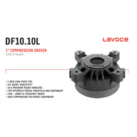 LaVoce Italiana DF10.10L Tweeter Driver Ferrite 1" 107 dB 8 Ohm. Comp. FBT, MONTARBO, RCF