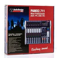 AudioDesign Pamx2.711 Mixer Audio Professionale con 7+1+1 Canali - effetti DSP USB e Bluetooth