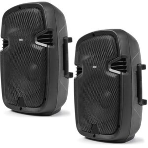Coppia Casse Acustiche Amplificate Attive Karaoke Bluetooth Audio USB SD MP3 Radio FM