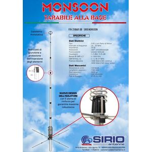 ANTENNA CB SIRIO MONSOON 5/8 TARABILE ALLA BASE 26 - 30 MHz 3000W CW