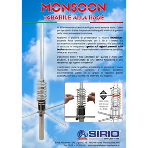 ANTENNA CB SIRIO MONSOON 5/8 TARABILE ALLA BASE 26 - 30 MHz 3000W CW