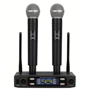 COPPIA MICROFONI WIRELESS PROFESSIONALI UHF GELATI RICARICABILI A BATTERIE