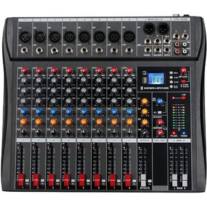 MIXER AUDIO CON BLUETOOTH 8 CANALI KARAOKE DJ STUDIO EFFETTI USB + DISPLAY