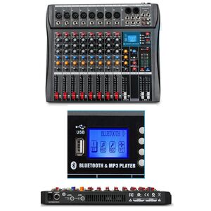 MIXER AUDIO CON BLUETOOTH 8 CANALI KARAOKE DJ STUDIO EFFETTI USB + DISPLAY