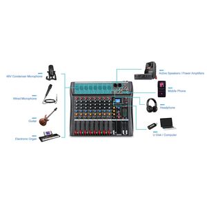 MIXER AUDIO CON BLUETOOTH 8 CANALI KARAOKE DJ STUDIO EFFETTI USB + DISPLAY