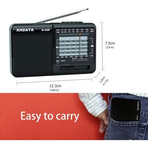 XHDATA D-328 ITALIA Mini Radio Portatile Ricaricabile Multibanda TF Card MP3 Player FM AM SW Full Band