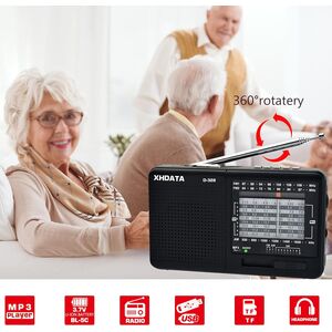 XHDATA D-328 ITALIA Mini Radio Portatile Ricaricabile Multibanda TF Card MP3 Player FM AM SW Full Band