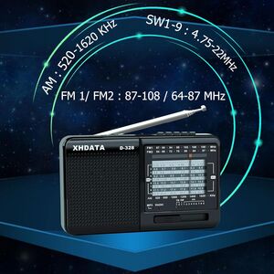 XHDATA D-328 ITALIA Mini Radio Portatile Ricaricabile Multibanda TF Card MP3 Player FM AM SW Full Band