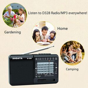 XHDATA D-328 ITALIA Mini Radio Portatile Ricaricabile Multibanda TF Card MP3 Player FM AM SW Full Band