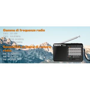 XHDATA D-328 ITALIA Mini Radio Portatile Ricaricabile Multibanda TF Card MP3 Player FM AM SW Full Band