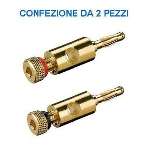 Connettore a Banana a vite placcato oro Rosso Nero per Casse/Amplificatore 2-Pz