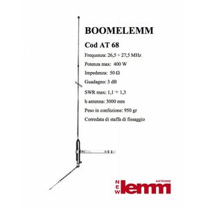 Boomelemm AT-68 Antenna CB da balcone - base - casa Boomerang completa di staffa