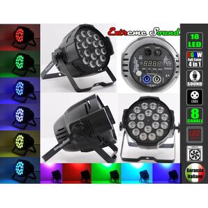 PAR LED RGBW 18x10 WATT FULL COLOR PROFESSIONALE DMX PROGRAMMABILE EXTREME SOUND