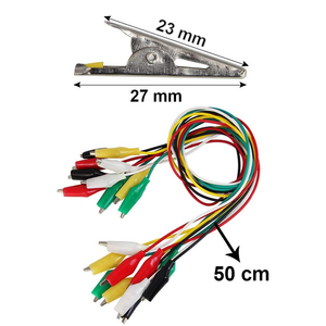 cavi con pinze a coccodrillo colorati set 10 pez. cavetti per ponticelli arduino