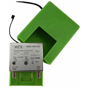 KIT ANTENNA TV DIGITALE UHF MINI + AMPLIFICATORE + ALIMENTATORE TETTO - BALCONE