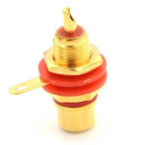 Presa RCA da pannello dorata professionale - rossa Connettore Femmina Gold