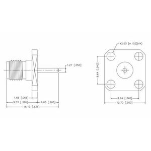 RTL-SDR connettore femmina SMA flangia da pannello - 4 fori