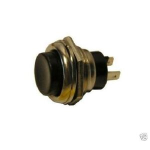 PULSANTE CROMATO PROFESSIONALE TASTO NERO NORMALMENTE APERTO 3A FORO 16mm 12V