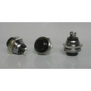 PULSANTE CROMATO PROFESSIONALE TASTO NERO NORMALMENTE APERTO 3A FORO 16mm 12V