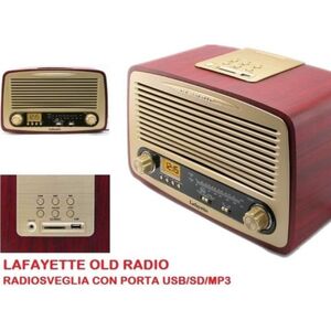 LAFAYETTE OLD RADIO STILE VINTAGE RADIOSVEGLIA AM/FM USB/SD/MP3 REGISTRA SU SD