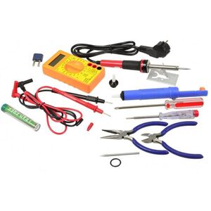 Kit Saldatore a stagno per elettronica + tester multimetro + utensili