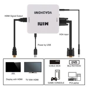 Convertitore da VGA + audio a HDMI 1080p