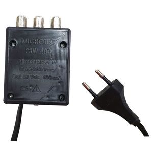 Alimentatore antenna TV 2 uscite 400mA con connettori a F versione SLIM
