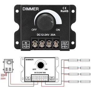 Dimmer Light-Controller Alimentazione striscia LED monocolore 12-24V con luminosità regolabile