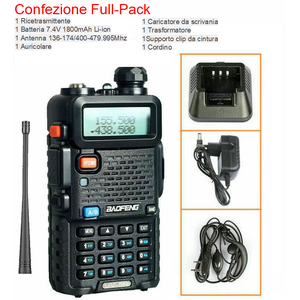 BAOFENG UV-5R RICETRASMITTENTE VHF/UHF DUAL BAND RADIO 136-174 400-480 MHZ