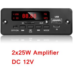 Modulo Amplificatore Multifunzione 12V 2x25W FM USB/SD Bluetooth 5.0 AUX + Telecomando