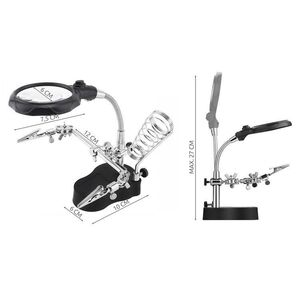 Supporto terza mano con lente di ingrandimento e lampada a 2 LED