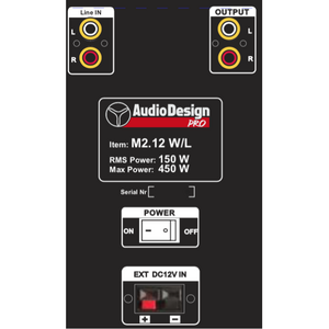 Audiodesign Pro M2 12W/L Cassa Attiva 12" 450w A Batteria Bluetooth USB MP3 + 2 Microfoni WI-FI UHF