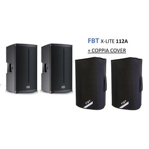 FBT Xlite 112A + COVER XL-C12 Coppia Casse Amplificate Attive Professionali 12" 3000W Bluetooth 5.0