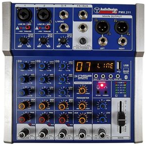 Audiodesign Pmx.211 Mixer Audio Professionale 2+1+1 Canali - Effetti DSP USB e Bluetooth
