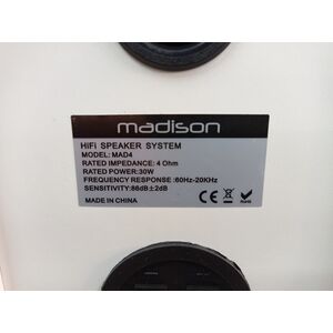 Madison MAD-4WH Diffusori da Scaffale Coppia Casse Acustiche 60W 4 Ohm Bianche