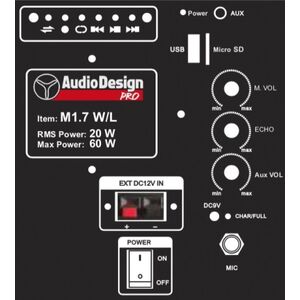 Audiodesign Pro M1 7W/L Cassa Attiva 7" 60w A Batteria Bluetooth USB MP3 Microfono WI-FI UHF