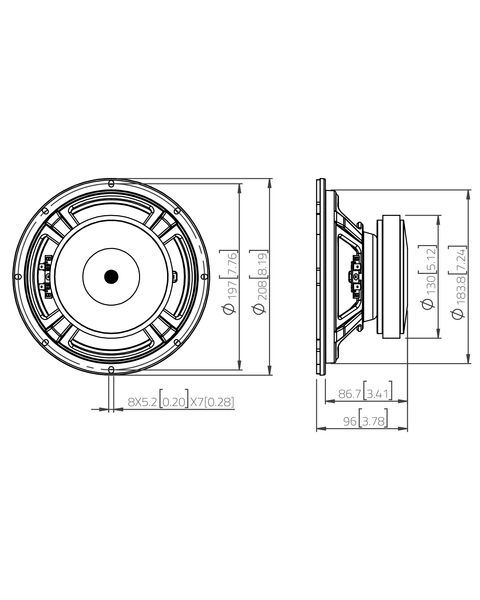 LaVoce WSF081.82 Woofer Altoparlante da 8"/200mm
