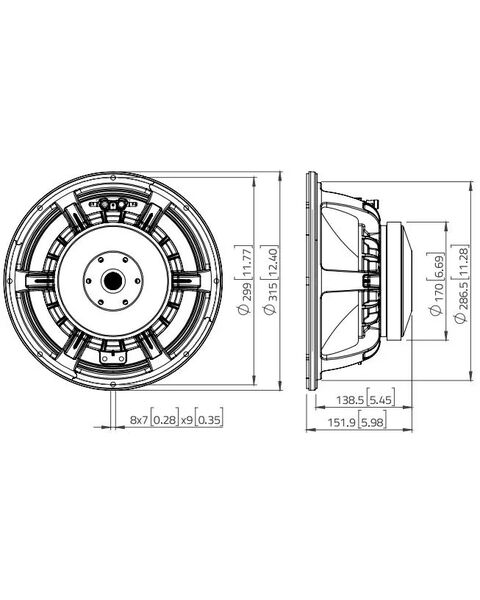 LaVoce Italiana WAF122.50-4 Woofer Altoparlante 300mm 12" (12 pollici) 700W 4 Ohm