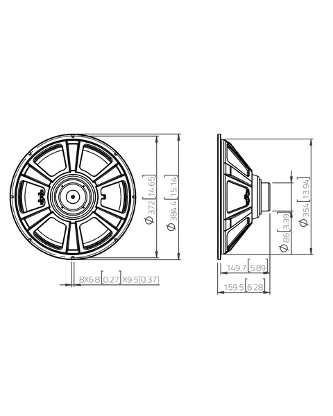 LaVoce WSN152.50 Woofer al Neodimio da 15" 500W 8 Ohm