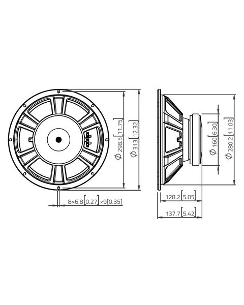 LaVoce WSF122.50 Woofer Altoparlante 300mm  12" (12 pollici) 500W 8 Ohm