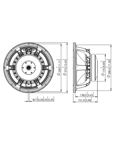 LaVoce Italiana WAF122.50 Woofer Altoparlante 300mm 12"  (12 pollici) 700W 8 Ohm