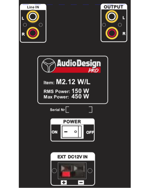 Audiodesign Pro M2 12W/L Cassa Attiva 12" 450w A Batteria Bluetooth USB MP3 + 2 Microfoni WI-FI UHF