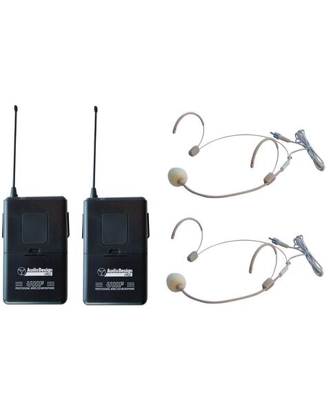 AudioDesign PMU 212BP Radiomicrofoni Wireless UHF 2 Ch. + 2 Microfoni ad archetto con body pack