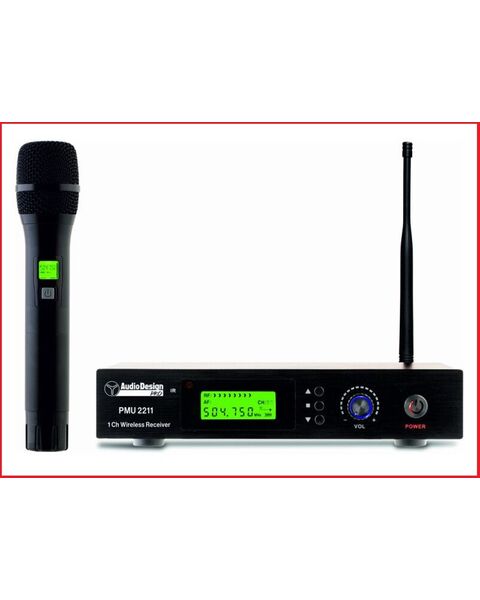 AudioDesign Pro PMU 2211 Sistema Radiomicrofono Wireless Professionale 100 Ch Uhf Con 1 Microfono