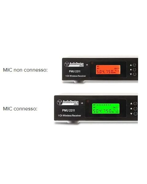 AudioDesign Pro PMU 2211 Sistema Radiomicrofono Wireless Professionale 100 Ch Uhf Con 1 Microfono