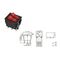 INTERRUTTORE LUMINOSO DOPPIO 6 CONTATTI A BILANCIERE 250V 15A ON/OFF ROSSO tasto