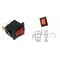 Interruttore a bilanciere 220V 6A unipolare con tasto rosso luminoso 21x15mm