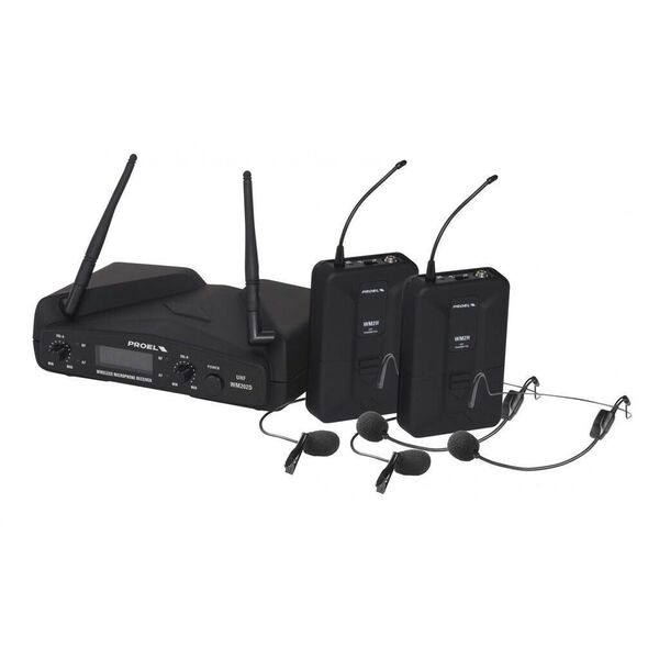PROEL WM202DH Dual Radio Microfono Wireless UHF Professionale ad Archetto Doppio