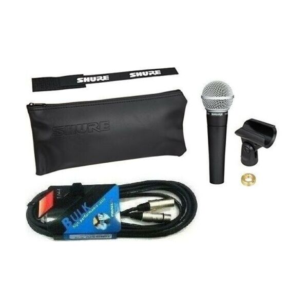 SHURE SM58 ORIGINALE MICROFONO CARDIOIDE x CANTO VOCE + CAVO XLR + Kit Accessori